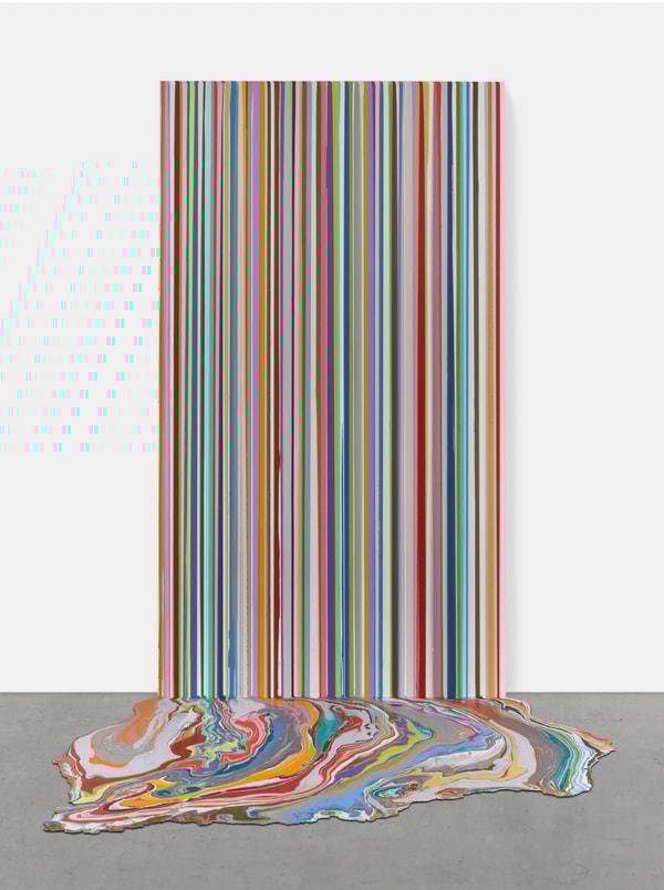 Ian Davenport - White Tide, 2024, acrylic on aluminum mounted onto aluminum panel