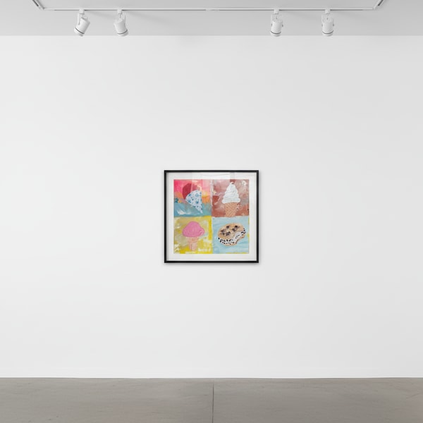 Jojo Anavim - 4 Ice Creams, 2023, Acrylic, Oil Stick, and textured paste on Canvas