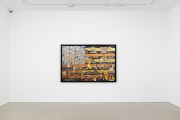 Jojo Anavim - Flag, 2019, Acrylic, collage, and oil stick on canvas