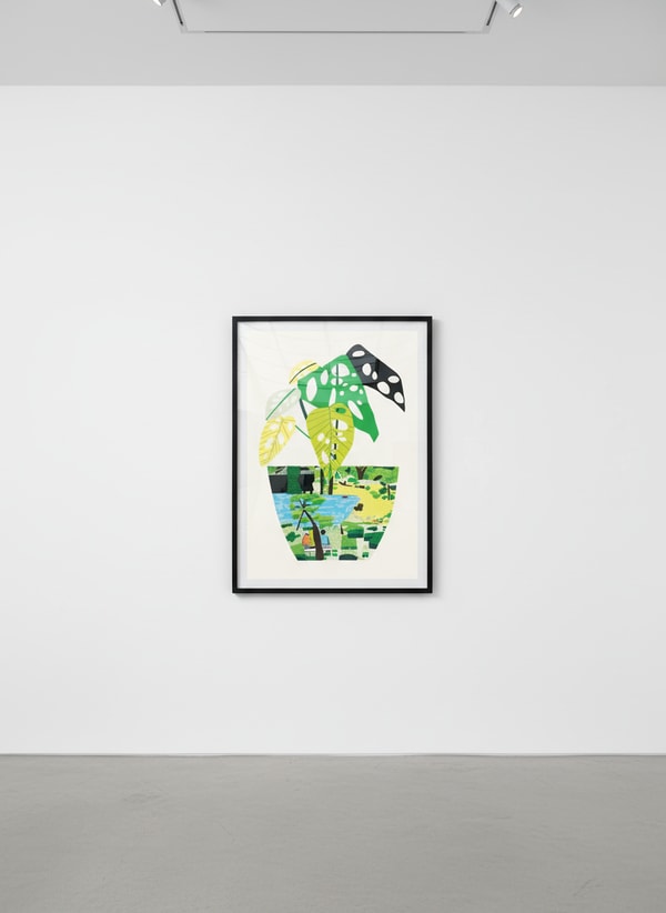 Jonas Wood - Landscape Pot with Plant, 2017, 16-color screenprint on white somerset tub sized satin paper