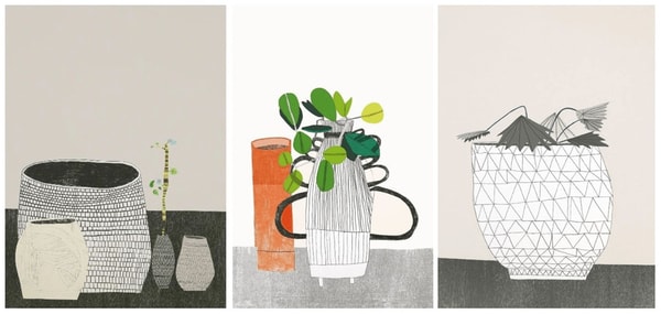 Jonas Wood - Untitled (Set of 3), 2009, Lithograph, silkscreen and woodblock