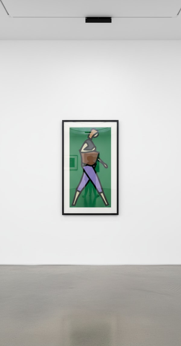 Julian Opie - Big Bag, 2018, Inlaid and overlaid acrylic panel