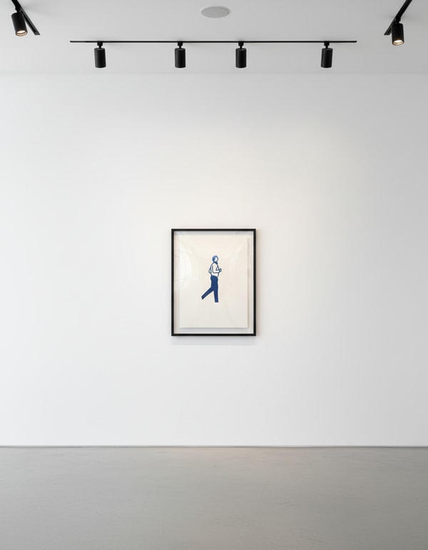 Julian Opie - Clive (Running People), 2020, Anodized aluminum on corian base