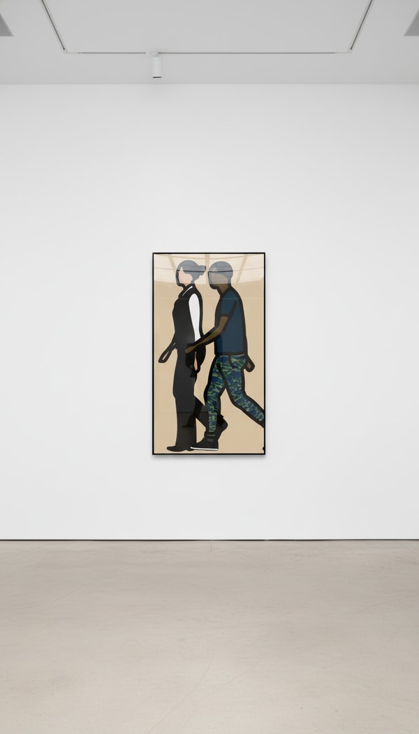 Julian Opie - Faime and Danielle Walking, 2016, Continuous computer animation on 55" LCD screen