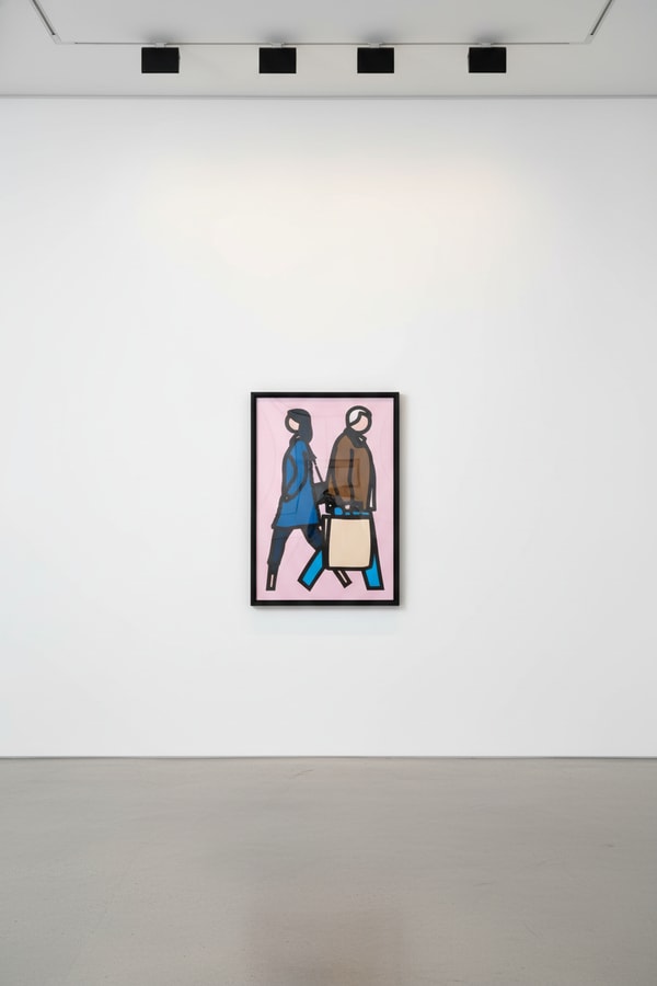Julian Opie - New York Couple 3, 2019, Screen print with inkjet and collage on conservation board with frame