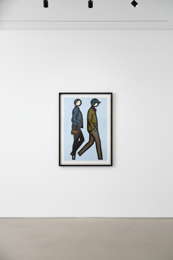 Julian Opie - New York Couple 4, 2019, Screen print with collage on conservation paper with frame