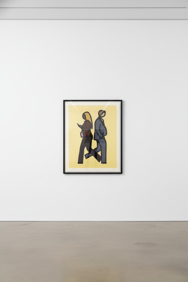 Julian Opie - New York Couple 5, 2019, Screen print with collage on conservation paper with frame