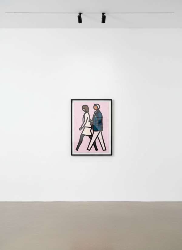 Julian Opie - New York Couple 7, 2019, Screen print with collage on conservation paper with frame
