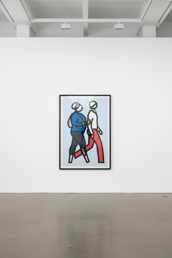 Julian Opie - New York Couple 8, 2019, Screen print with inkjet and collage on Canson Conservation board , presented in a ...