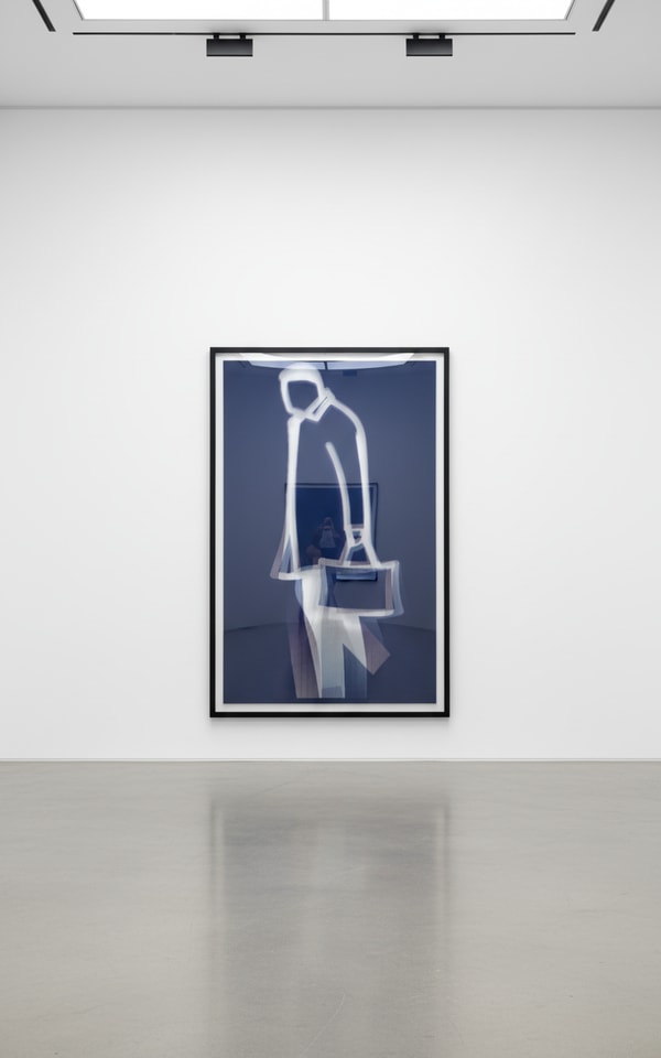 Julian Opie - Old Street Walkers: Leather Bag, 2022, Lenticular acrylic panel mounted onto white acrylic