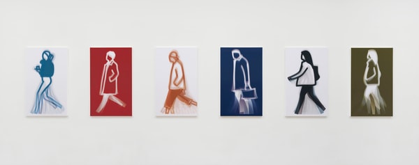 Julian Opie - Old Street Walkers Portfolio, 2022, Lenticular acrylic panel mounted onto white acrylic