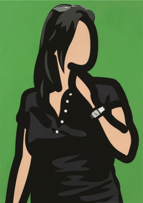 Julian Opie - Tourist With Watch, 2014, Screen print with hand painting in frames specified by the
artist