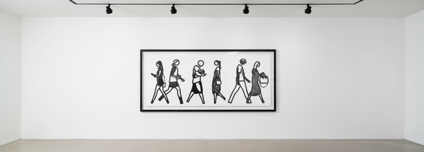 Julian Opie - Walking In Melbourne 7, 2018, Silkscreen on painted wooden board