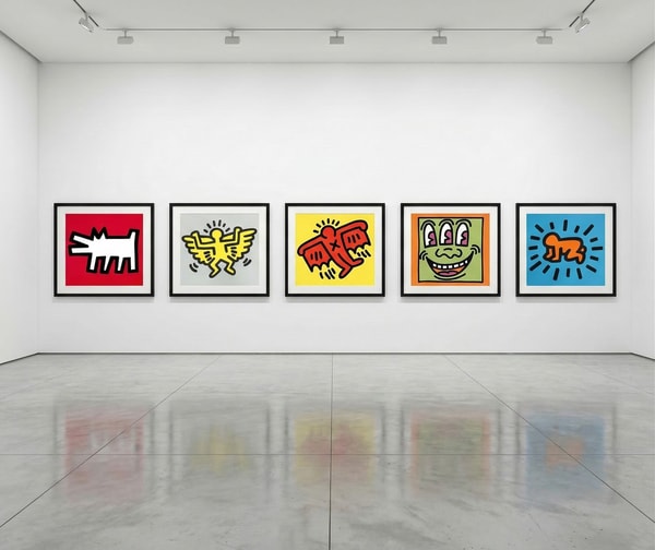 Keith Haring - Icons (Littmann PP. 170-171), 1990, The complete set of five silkscreens with embossing