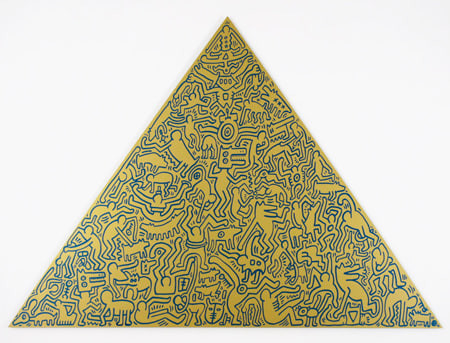 Keith Haring - Pyramid Gold, 1989, Silkscreen on anodized aluminum plate