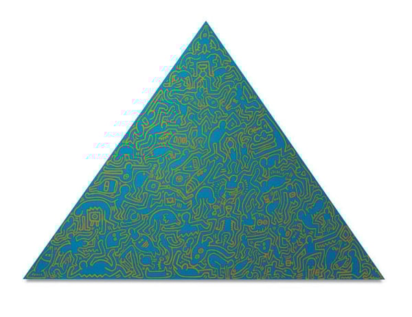 Keith Haring - Pyramid Teal, 1989, Silkscreen on anodized aluminum plate