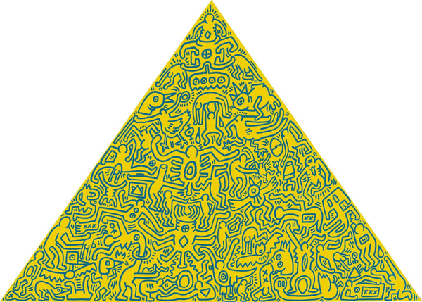 Keith Haring - Pyramid Yellow, 1989, Silkscreen on anodized aluminum plate