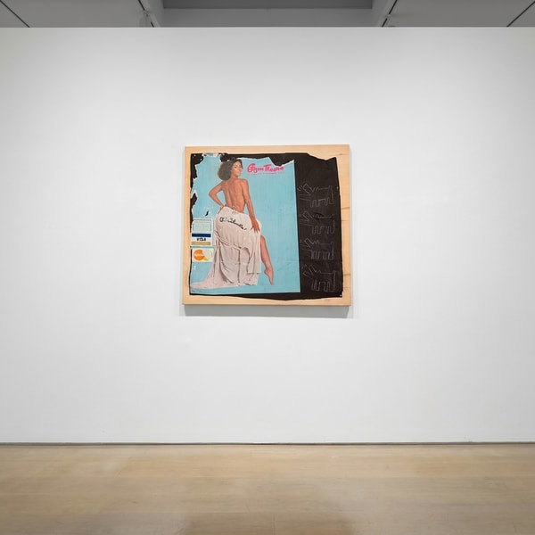 Keith Haring - Untitled (Critique of Nudity), 1982, White chalk on black matte subway advertising paper, with fragments of...