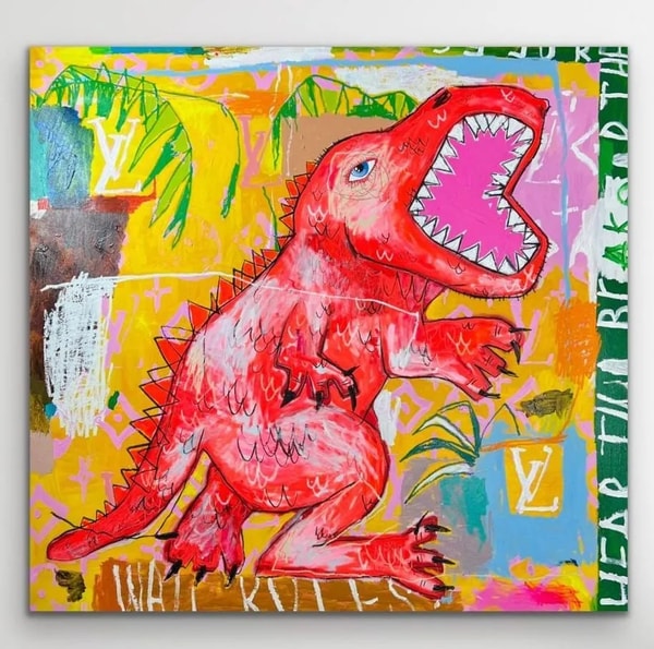 Nathan Paddison - Hear Two Breake or The Rules, 2022, Oil stick matte vinyl acrylic spray paint charcoal and pencil on canvas