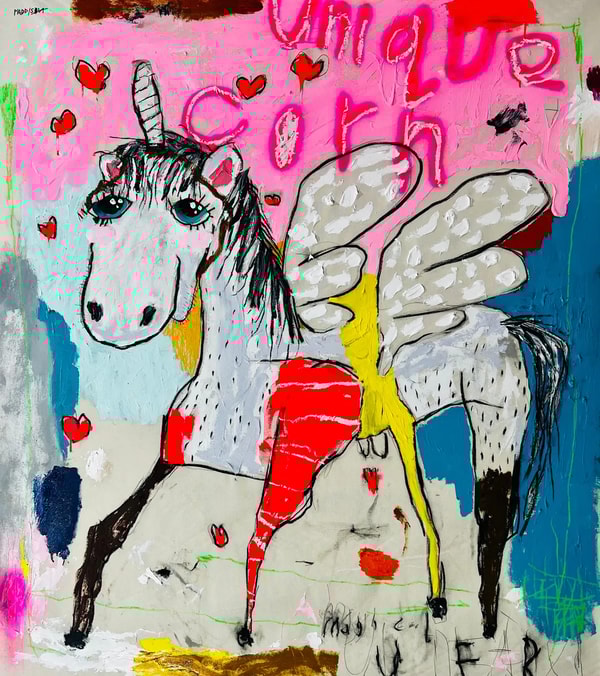 Nathan Paddison - Unique Corn, 2024, Mixed media on canvas