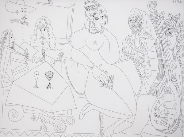 Pablo Picasso - Discussing Music at Celestine’s, from: Series 347 | Collation en musique chez la Celestine, 1968, Original...