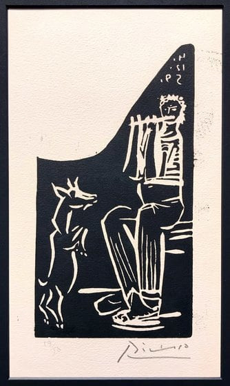 Pablo Picasso - Faune et Chévre, 1959, Linocut of Arches Paper
Signed in Pencil