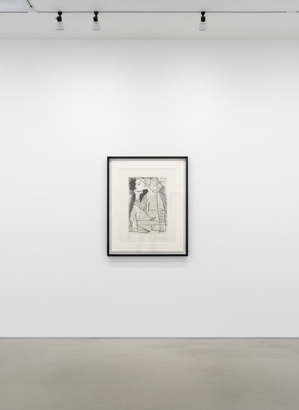 Pablo Picasso - Femme Assise en Tailleur, 1951, Etching and drypoint on Japon nacre paper