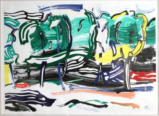 Roy Lichtenstein - Road Before The Forest (C. 213), from Landscapes, 1985, Color lithograph, woodcut & screenprint on Arch...