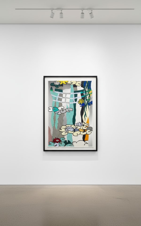 Roy Lichtenstein - Water Lilies with Japanese Bridge (C.265), 1992, Screen print enamel on processed and swirled stainless...