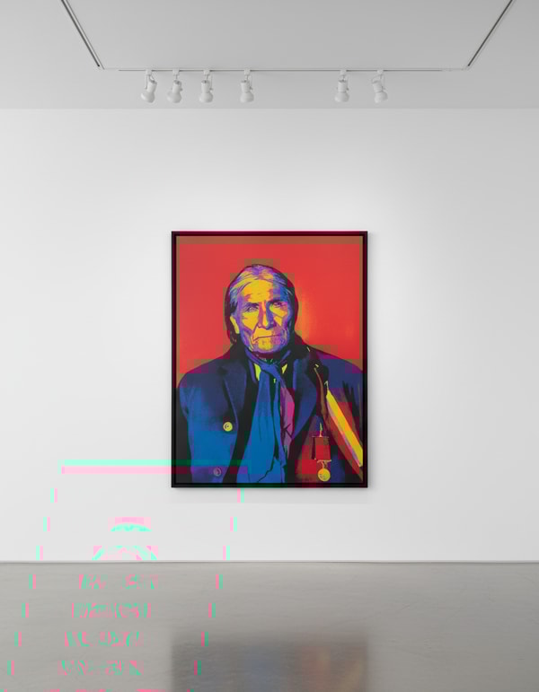 Russell Young - Apache Chief Geronimo, 2010, Acrylic and enamel screenprint on linen with diamond dust in Black and White