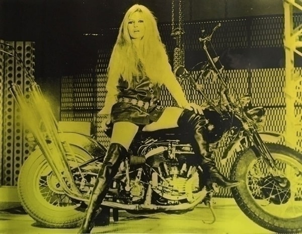 Russell Young - Brigitte Bardot on Bike, 2007, Screen print on canvas