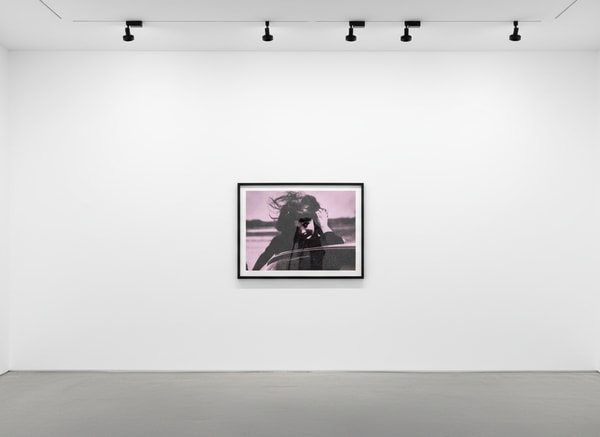 Russell Young - Jackie, 2017, Acrylic paint and enamel screen print with diamond dust on linen in Ghost White and Black