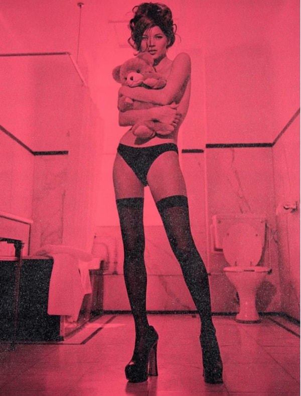 Russell Young - Kate Moss Superstar 2 Bright Pink, 2015, Enamel and diamond dust screen print on linen