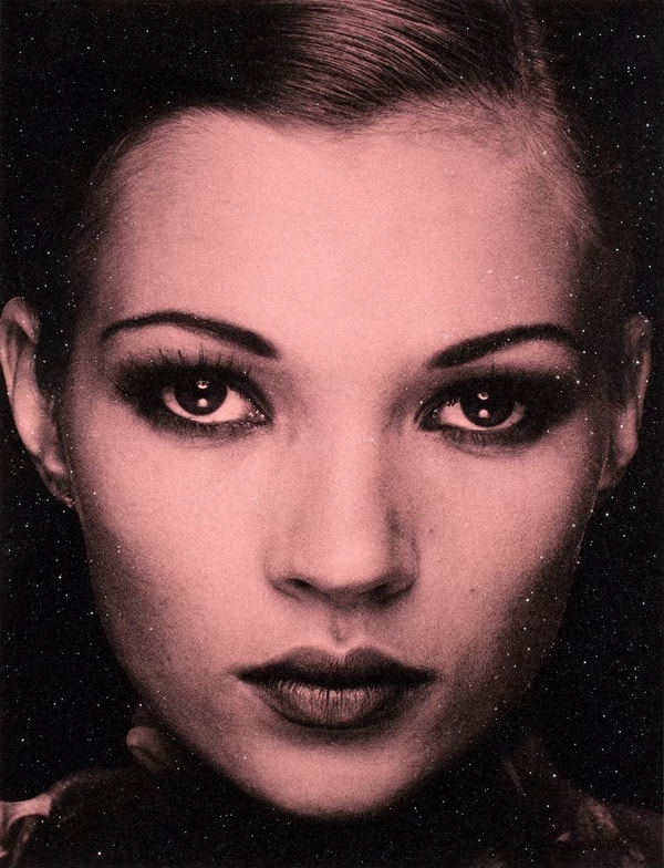 Russell Young - Kate Moss Tornado Pink, 2023, Acrylic paint and enamel screen print with diamond dust on linen