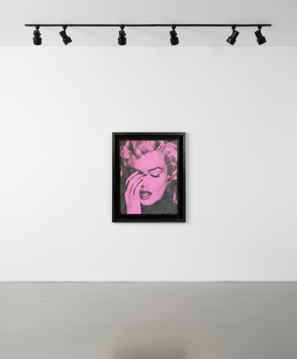 Russell Young - Marilyn Crying (California) Serrano Pink + Black, 2013, Enamel & diamond dust screenprint on linen