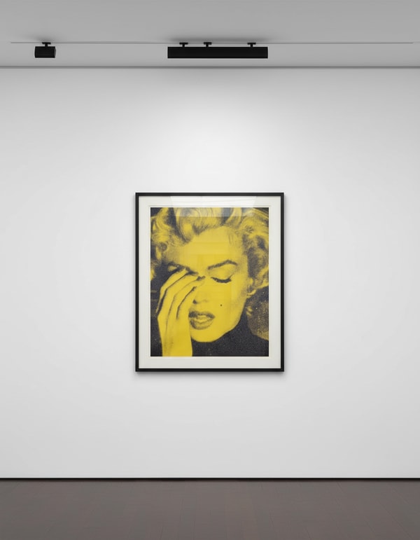 Russell Young - Marilyn Crying New York Yellow and Black, 2013, Hand-pulled acrylic and enamel screenprint on linen with d...