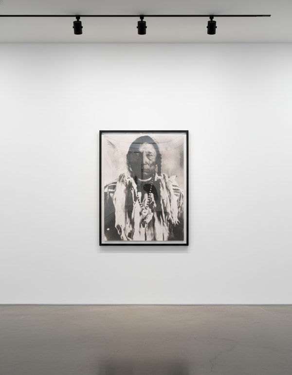 Russell Young - Siksika Chief Curley Bear, 2010, Acrylic and enamel screenprint on linen with diamond dust in Black and White