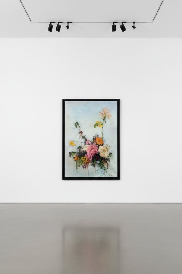 Sage Barnes - Bloom 14, 2022, Acrylic pastel spray paint and resin on canvas wrapped panel