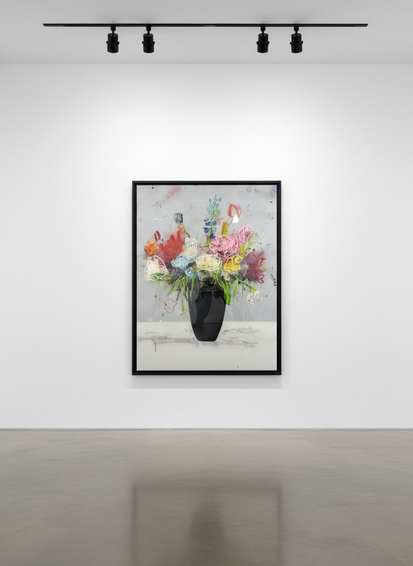 Sage Barnes - Bloom 17, 2022, Acrylic pastel spray paint and resin on canvas wrapped panel