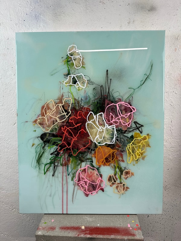 Sage Barnes - Bloom #19, 2022, Acrylic and resin on canvas wrapped panel