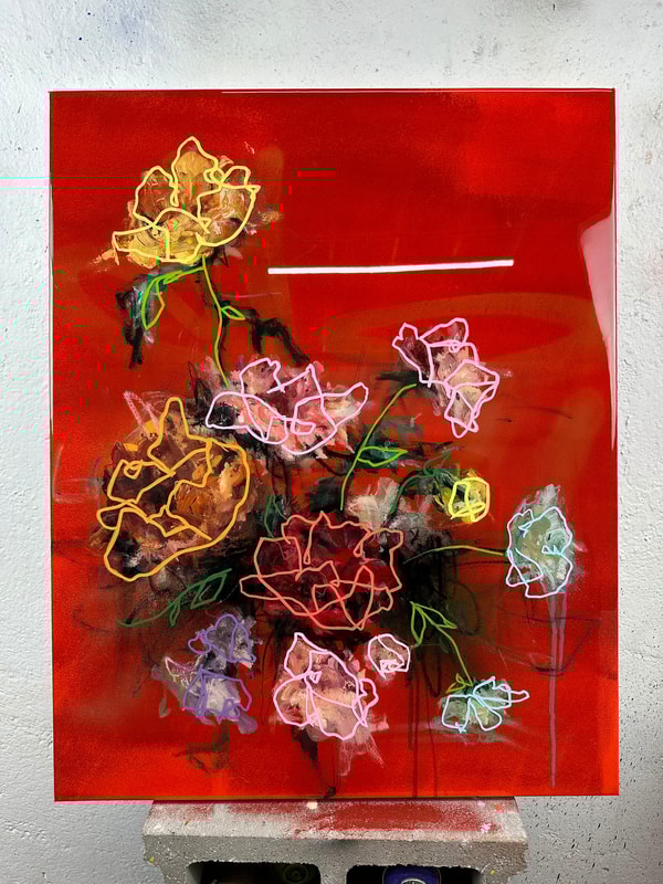 Sage Barnes - Bloom #20, 2022, Acrylic and resin on canvas wrapped panel