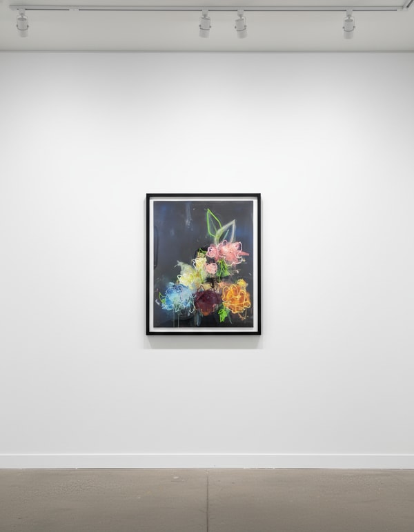 Sage Barnes - Bloom 4, 2022, Acrylic pastel spray paint and resin on canvas wrapped panel