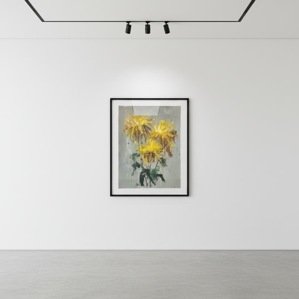 Sage Barnes - Floral Study #2, 2022, Acrylic on 600 lb watercolor paper, deckled edges