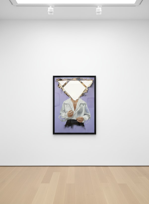 Sage Barnes - Smoke Break, 2023, Acrylic and mixed media on burnt canvas