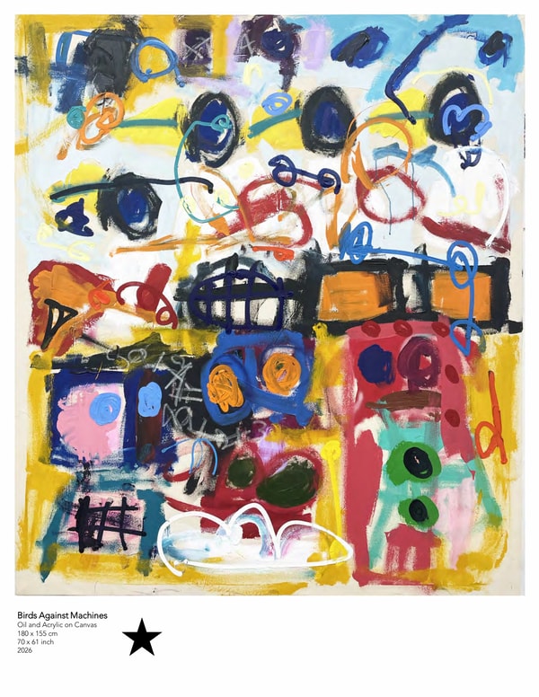 Taher Jaoui - Faces in Noise, 2026, Oil and Acrylic on Canvas