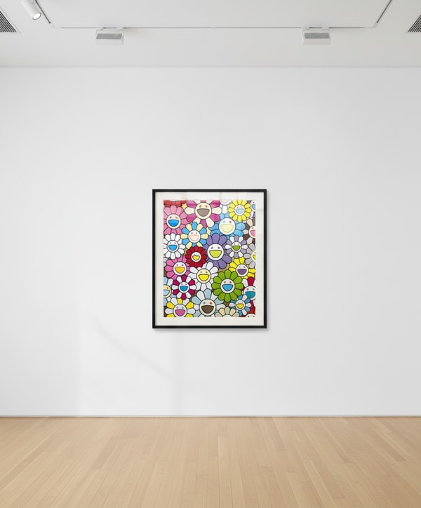 Takashi Murakami - Small Flowers Painting : Yellow , White and Purple Flowers, 2019