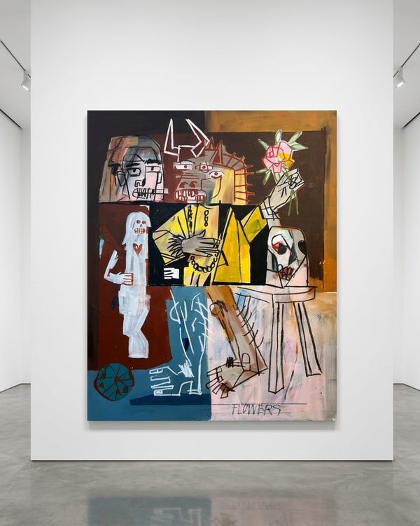 Terry Urban - I'd Rather Smell The Flowers, 2026, Acrylic, Oil, Charcoal, Aerosol on Canvas