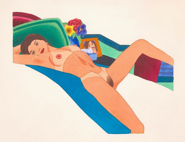 Tom Wesselmann - Study For Carol Nude, 1976, Pencil and thinned Liquitex on paper