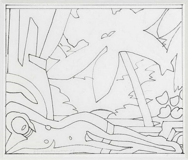 Tom Wesselmann - Sunset Nude With Big Palm Tree Study, 2003, Pencil on paper