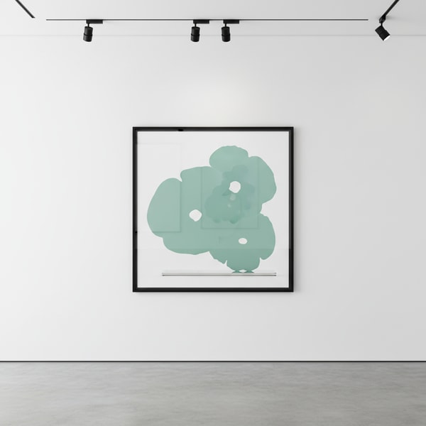 Donald Sultan - Aqua Poppies, 2021, Shaped aluminum with aqua powder coat on polished aluminum base